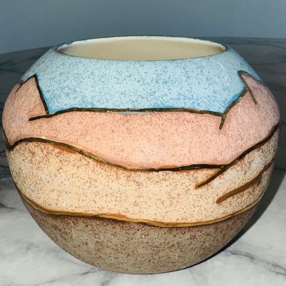 Handmade Gina Arrighetti Santa Fe Pueblo Village Vase Candle Holder Southwestern - Picture 4 of 9